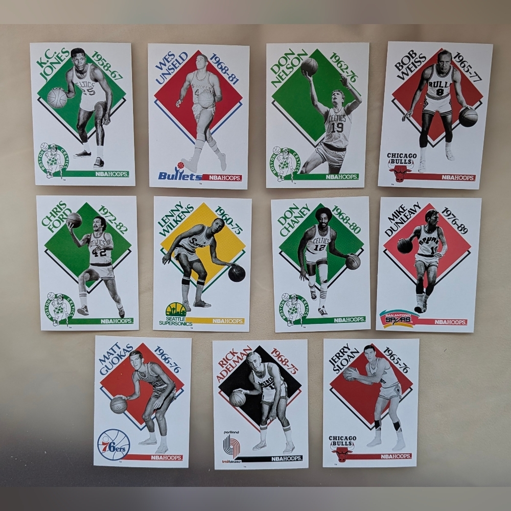1990 NBA Hoops HOF & Coach Lot (11) #343/344/345/346/347/349/350/351/352/353/354